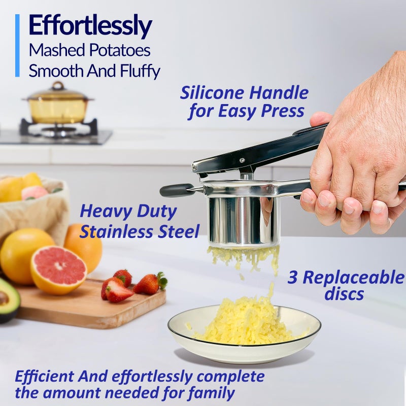 SPEENSUN Potato Ricer  Ricer for Mashed Potatoes  Heavy Duty Potato Ricer Stainless Steel for Fluffy Mashed Potatoes  3 Interchangeable Discs Spaetzle Maker with Silicone Handle  for Gnocchi Spaghetti - Image 2
